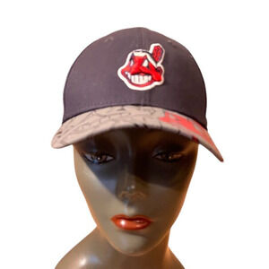 New Era Youth Cleveland Indians MLB Chief Wahoo Brim Hat Cap Strap back Rare